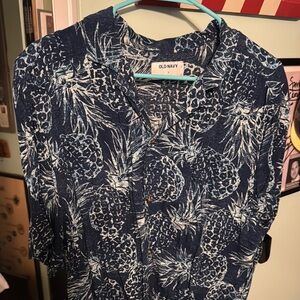 Old Navy Blue Pineapple Print Shirt
